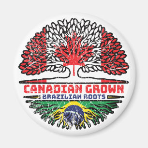 Brazilian Brazil Canadian Canada Tree Roots Flag Magnet