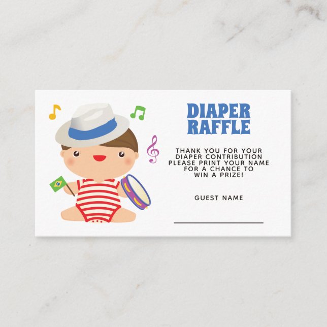 Brazilian Carnival Baby Shower Diaper Raffle Enclosure Card (Front)