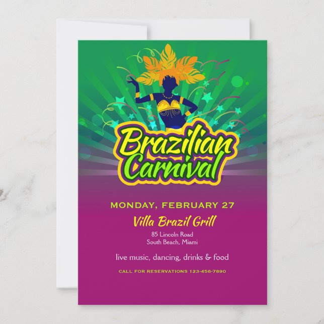 Brazilian Carnival Invitation (Front)