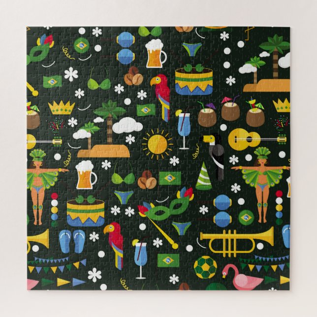 Brazilian carnival, vintage flat texture. jigsaw puzzle (Vertical)