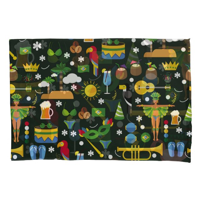 Brazilian carnival, vintage flat texture. pillowcase (Front)
