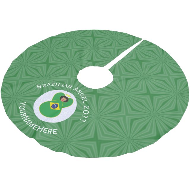 Brazilian Christmas Angel Flag Personalised  Brushed Polyester Tree Skirt (Angled)