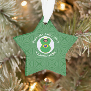 Brazilian Christmas Angel Flag Personalised  Ornament