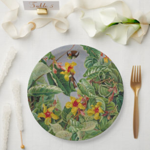 Brazilian Climbing Shrub and Humming Birds Paper Plate