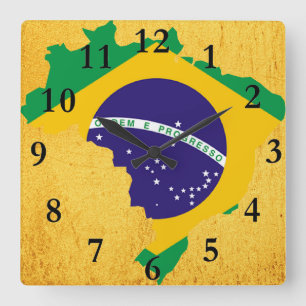 Brazilian country flag square wall clock