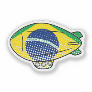 Brazilian Flag Blimp Balloon In Blue Sky Custom