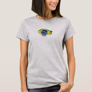 Brazilian Flag Blimp Balloon In Blue Sky Custom T-Shirt
