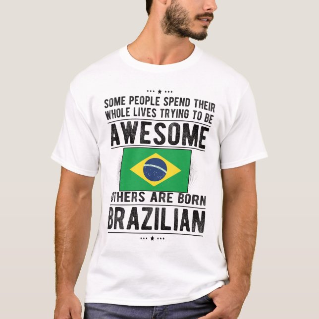 Brazilian Flag Brazil Heritage Brazilian Roots T-Shirt (Front)