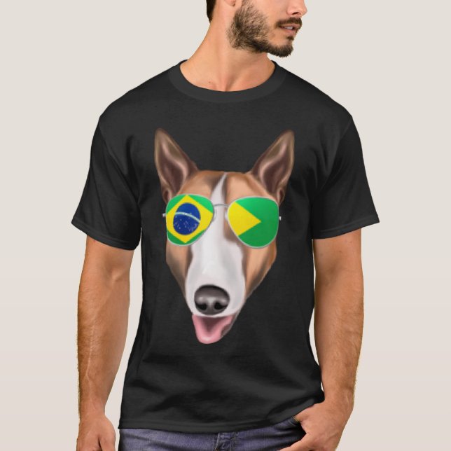 Brazilian Flag Bull Terrier Dog Brazil Pocket T-Shirt (Front)