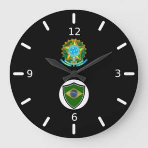 Brazilian flag-coat arms large clock