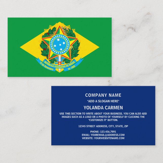 Brazilian Flag & Coat of Arms, Flag of Brazil Business Card (Front/Back)