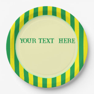 Brazilian Flag Colours Custom Text Paper Plate