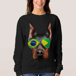 Brazilian Flag Doberman Pinscher Dog Brazil Pocket Sweatshirt