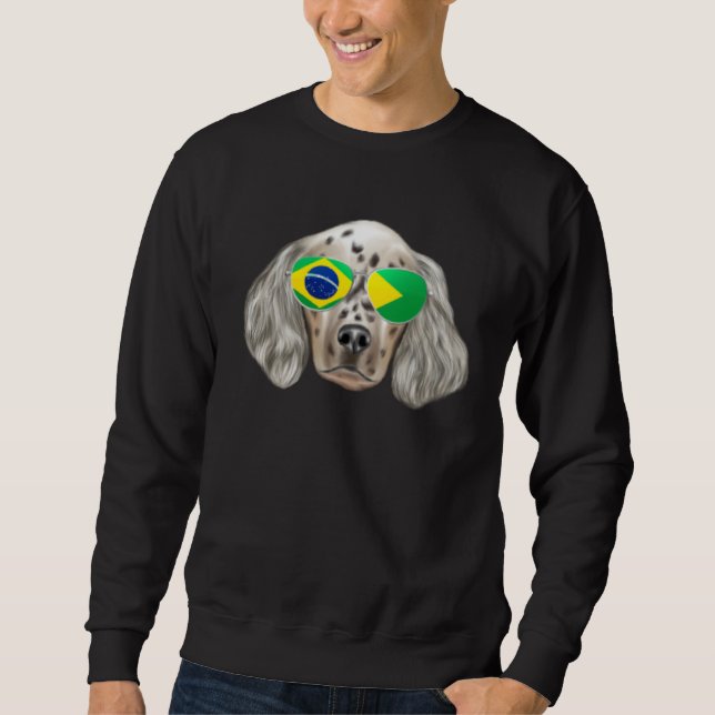 Brazilian Flag English Setter Dog Brazil Pocket Sweatshirt (Front)