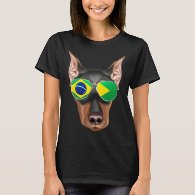 Brazilian Flag German Pinscher Dog Brazil Pocket T-Shirt (Front)