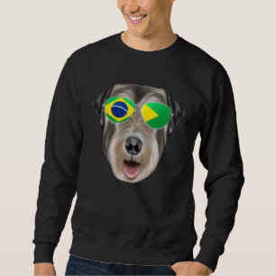 Brazilian Flag Irish Wolfhound Dog Brazil Pocket Sweatshirt