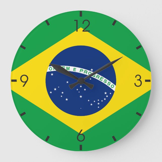 Brazilian Flag Large Clock (Front)