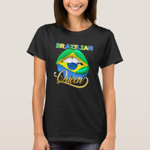 Brazilian Flag Lips  Women Girls Brazil Brazilian  T-Shirt