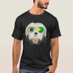 Brazilian Flag Lowchen Dog Brazil Pocket T-Shirt