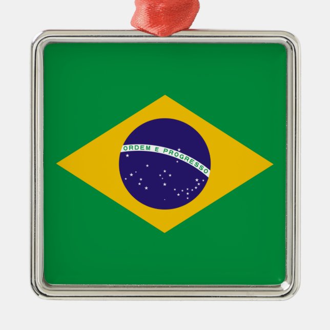 Brazilian flag metal tree decoration (Front)