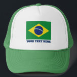 Brazilian flag of Brazil custom trucker hat<br><div class="desc">Brazilian flag of Brazil custom trucker hat. Make your own cap for national pride holidays, politics, political party and international sports event like soccer, golf, rugby, cricket, tennis etc. Add your own funny quote or slogan. Fun headwear design. Available in white, blue, red, green, black, pink and other colours. Brasilian...</div>