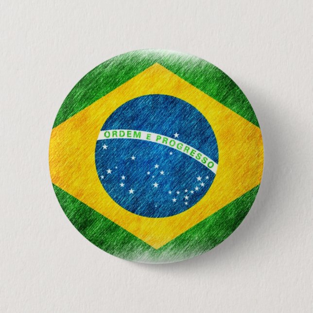 Brazilian_Flag_Pencil_Painting 6 Cm Round Badge (Front)