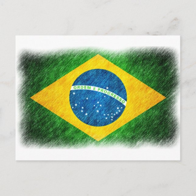 Brazilian_Flag_Pencil_Painting Postcard (Front)