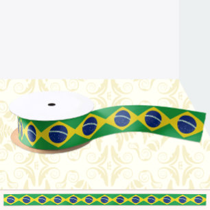 Brazilian Flag ribbon, Brazil fashion /sports Satin Ribbon