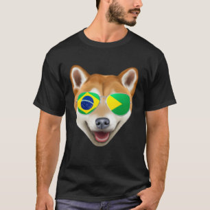 Brazilian Flag Shiba Inu Dog Brazil Pocket T-Shirt