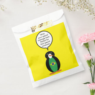 Brazilian Flag Talking Ms Penguin Personalised Favour Bags