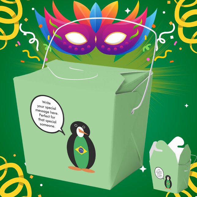 Brazilian Flag Talking Ms Penguin Personalised  Favour Box (Creator Uploaded)