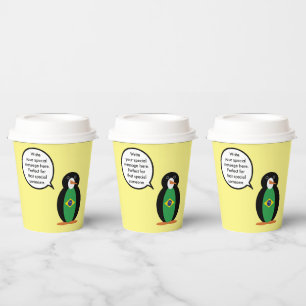 Brazilian Flag Talking Ms Penguin Personalised  Paper Cups