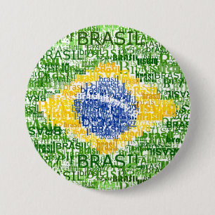 Brazilian Flag - Textual Brasil 7.5 Cm Round Badge