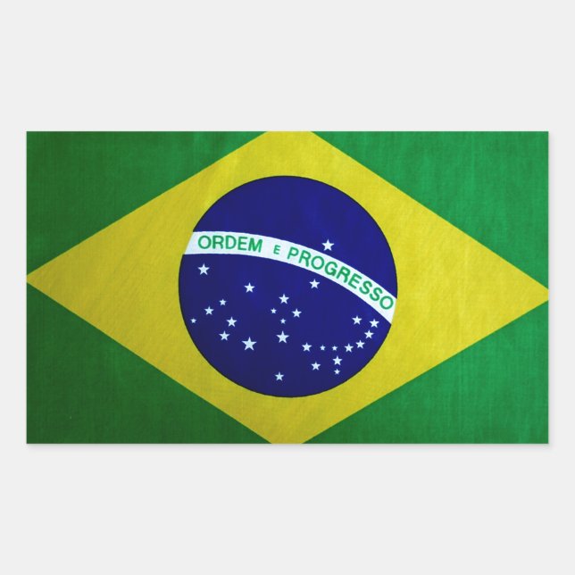 Brazilian Flag Vintage look Rectangular Sticker (Front)