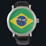 Brazilian Flag Watch<br><div class="desc">This design features the national flag of Brazil (spelled Brasil in Portuguese, the country's native language), officially the Federative Republic of Brazil (República Federativa do Brasil). As of 2020, Brazil is the world's fifth-largest country by area and the sixth most populous. It is the largest country to have Portuguese as...</div>