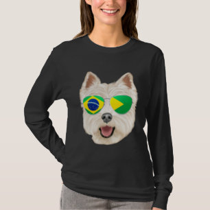 Brazilian Flag West Highland White Terrier Dog Bra T-Shirt