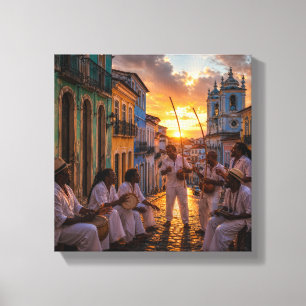 Brazilian Folk Music Sunset in Pelourinho Salvador Canvas Print