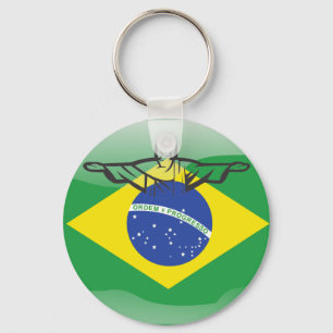 Brazilian glossy flag key ring