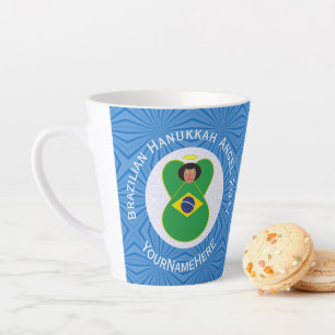 Brazilian Hanukkah Angel Flag Personalised Latte Mug