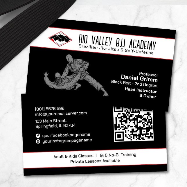 Brazilian Jiu-Jitsu Academy & Instructor Business Card (Creator Uploaded)