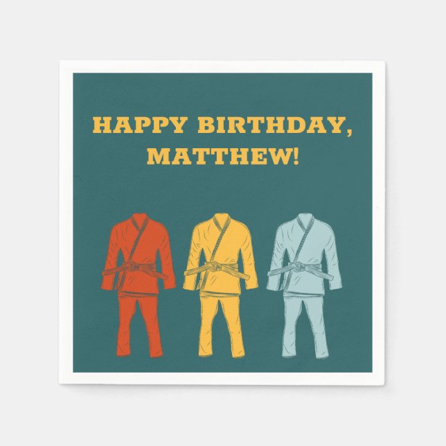 Brazilian Jiu Jitsu BJJ Themed Birthday Party Napkin (Front)