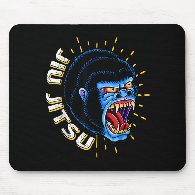 Brazilian Jiu Jitsu - Cool BJJ Gorilla Mouse Pad (Front)