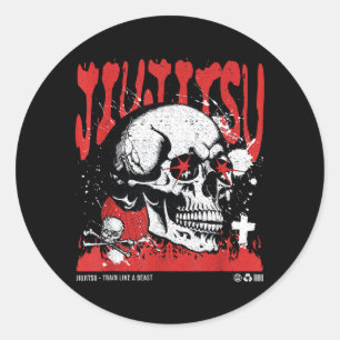 Brazilian Jiu Jitsu __ Cool MMA Fighter Skull Classic Round Sticker
