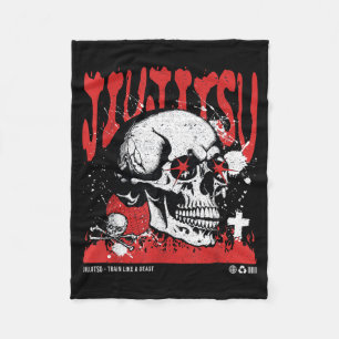 Brazilian Jiu Jitsu __ Cool MMA Fighter Skull Fleece Blanket