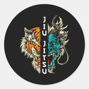 Brazilian Jiu Jitsu Dragon and Tiger Classic Round Sticker