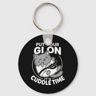 Brazilian Jiu Jitsu Fighting Cat Put Gi On Cuddle Key Ring