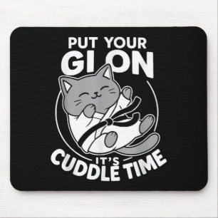 Brazilian Jiu Jitsu Fighting Cat Put Gi On Cuddle Mouse Pad