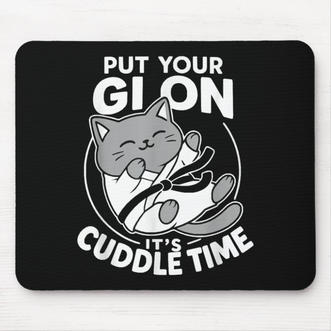 Brazilian Jiu Jitsu Fighting Cat Put Gi On Cuddle Mouse Pad (Front)