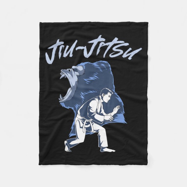 Brazilian Jiu Jitsu Gorilla Fighter Fleece Blanket (Front)