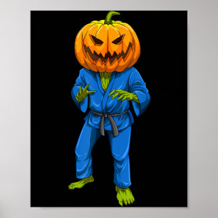 Brazilian Jiu Jitsu Halloween Pumpkin BJJ Poster